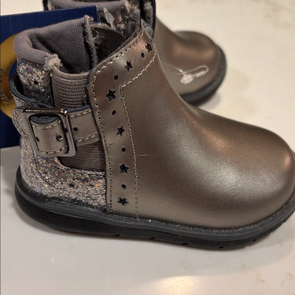 Stride Rite Steele Grey w Sparkle Ankle Boots toddler size 4 NWT - Picture 2 of 9